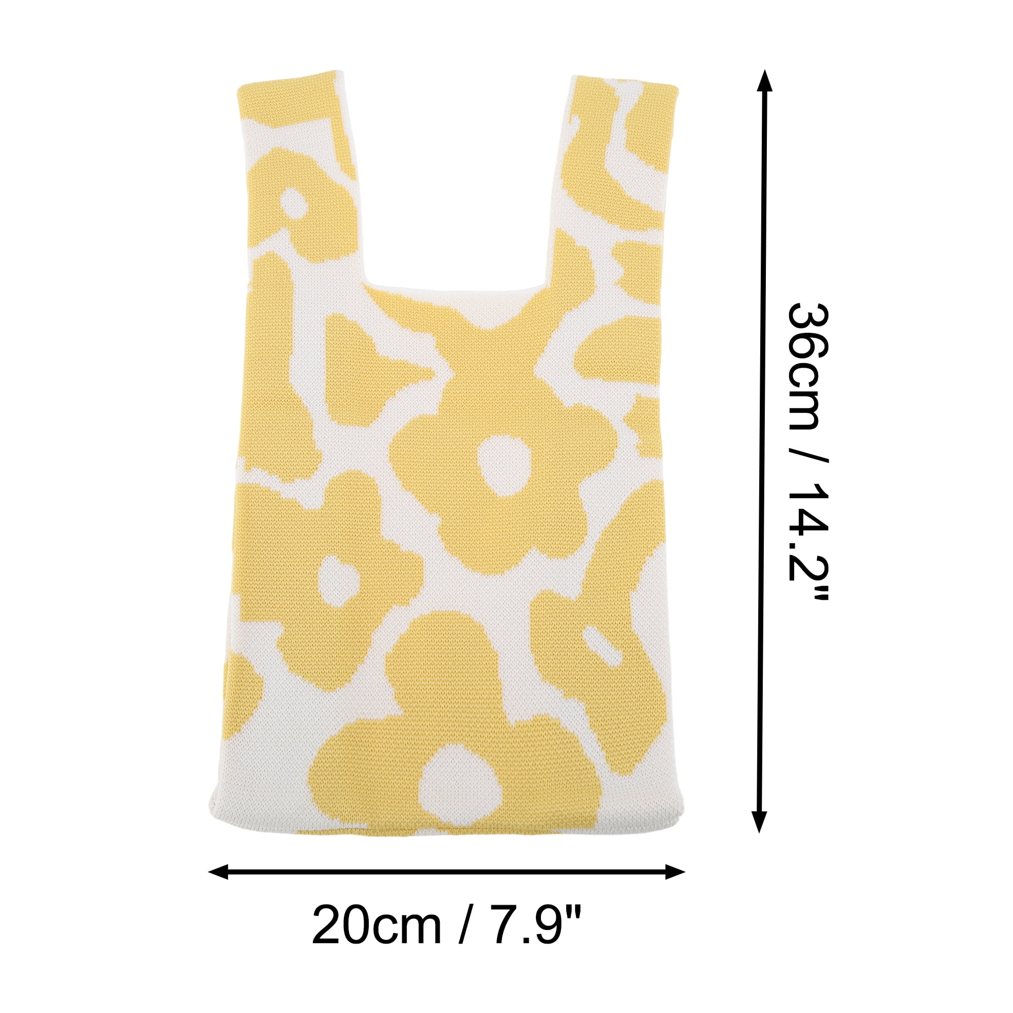 Unique Bargains Flower Knitted Wrist Bag Yellow 1 Pc