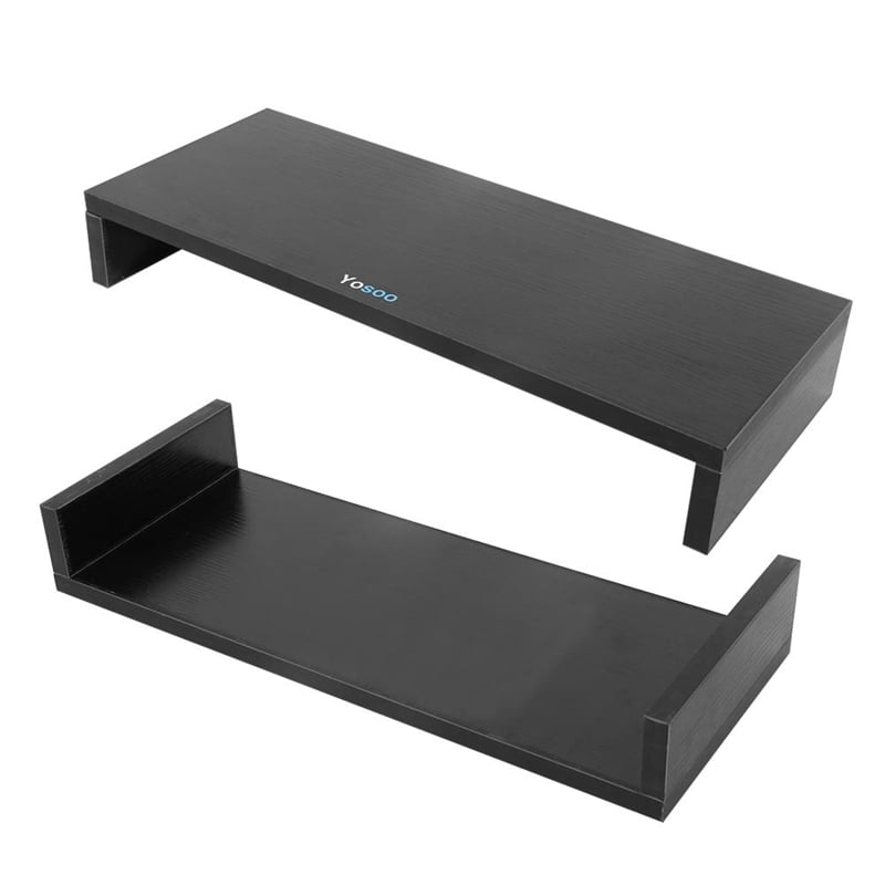 50*20*7.7cm Large Monitor Stand 1 Tier PC Laptop Notebook Stand Shelf Black/White/Wood Simple Wood Monitor Riser Stand Non-slip Stable Solid Wood Computer Laptop Monitor TV Stand for Monitor Risen