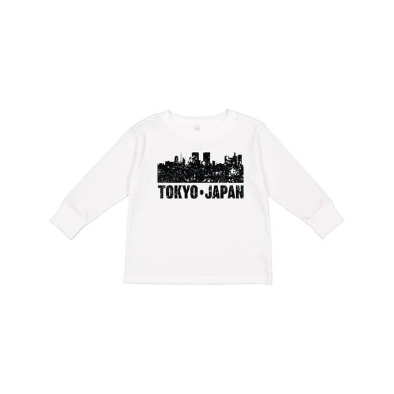Inktastic Tokyo Japan City Skyline with Grunge Boys or Girls Long Sleeve Toddler T-Shirt