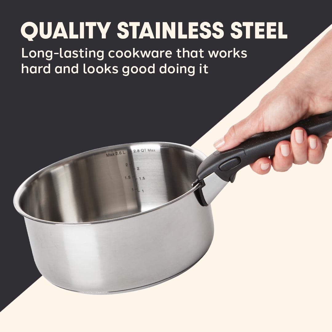T-fal Ingenio Preference 4 Piece Stainless Steel Cookware Set, Induction Oven Safe 500F, Pots and Pans, RV, Detachable Handle