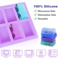 thumbnail image 2 of Silicone Soap Molds, EEEkit 6 Cavities DIY Handmade Soap Moulds, Rectangle Cake Pan Molds for Baking, Biscuit Chocolate Mold, Silicone Soap Bar Mold for Homemade Craft, Ice Cube Tray, Candy, Purple, 2 of 8