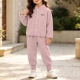 thumbnail image 3 of WAVSUF Girls Fall Fleece Sets 2 Piece, Long Sleeve Zipper Sweatshirts and Joggers Winter Warm Casual Outfits Pink 7-8, 3 of 7
