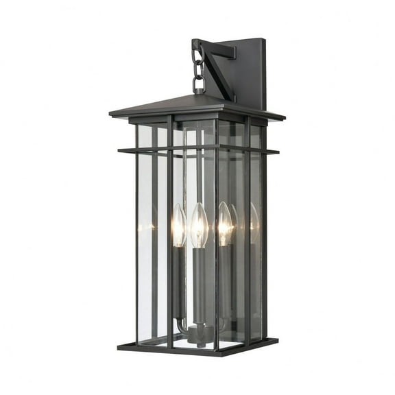Elk Home 9-Inch Wide Outdoor Oak Park Wall Sconce, Matte Black