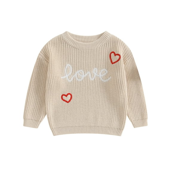Musuos Infant Baby Valentine´s Day Sweater, 3 6 9 12 18M Letter Heart Pattern Long Sleeve Round Neck Knitwear
