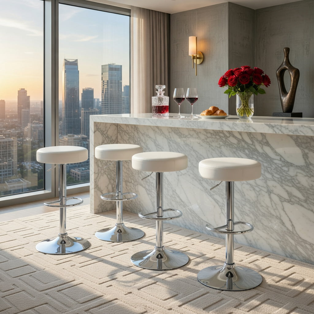 Yardi Yard PU Leather Backless Bar Stools Set of 2 , Chair for Kitchen Dining Room, Black