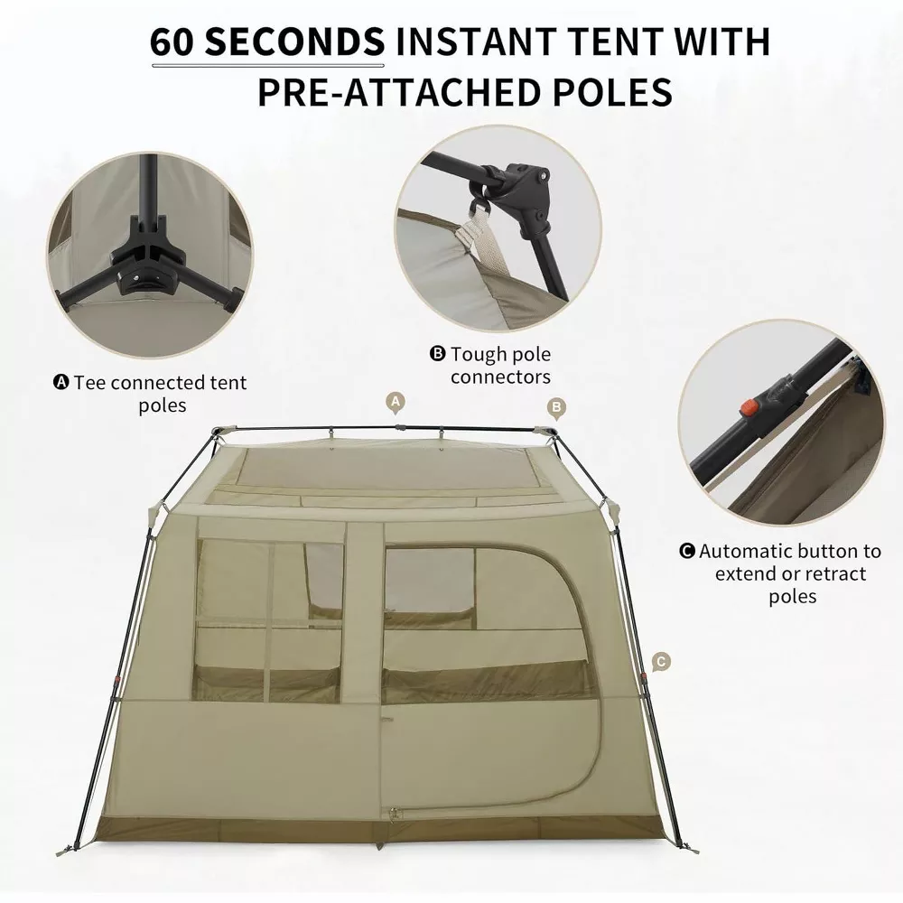 Tente Familiale Naturehike Village Lite – 4-8 Personnes, Montage Rapide 60 Secondes, Double Couche, étanche PU2000, 360° Vue, Spacieuse