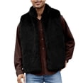 thumbnail image 2 of Ahabrexf Jackets for Men Mens Warm Faux Furry Long Coat Jacket Winter Solid-Neck Outerwear Mens Winter Coats, 2 of 8