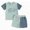 Blue, variant on Toddler Boys' 2 Piece Outfits Short Sleeve Color BlockLetter Print Kids' Tee And Shorts For Summer Back to School Clothes Size 12-18 Months