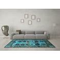 thumbnail image 3 of Ahgly Company Indoor Square Oriental Light Blue Industrial Area Rugs, 3' Square, 3 of 4