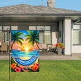 thumbnail image 2 of Amhnf Tropical Beach Scene With Hammock Palm Trees And Sunset Garden Flag For Home Outdoor Garden Yard Decor 12x18 inch, 2 of 4