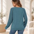 thumbnail image 4 of HIOK 2026 Crewneck Sweatshirt with Cable-Knit Patchwork Sleeves, Lightweight Loose-Fit Tunic for Casual Winter Layering, 4 of 5
