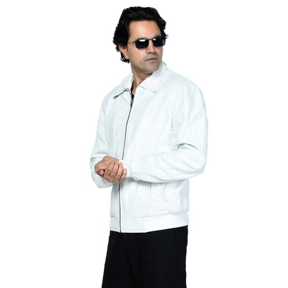 Men's White Leather Jacket