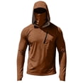 thumbnail image 6 of Men's Hooded Long Sleeve Sun Protection Shirt - UPF 50+ Lightweight Breathable Pullover with Face Mask & Zipper Pocket - Quick-Dry Outdoor Fishing & Hiking Top for Summer Coffee L, 6 of 7