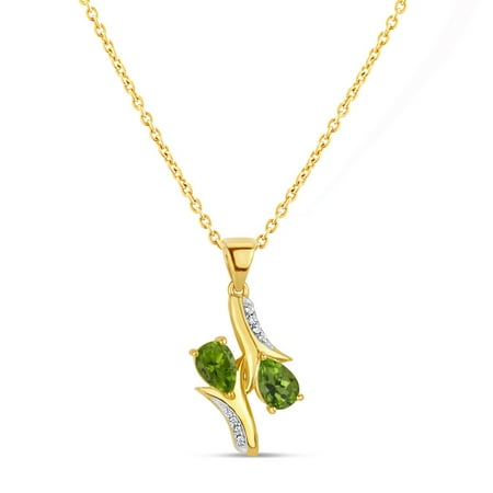 Spinel White Necklace 18k Gold over Sterling Silver Peridot and White Topaz Bypass Pendant Necklace 18 Inches ()