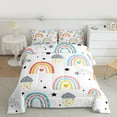 thumbnail image 3 of Manfei Vintage bohemian Rainbow Bedding Comforter Set,Cartoon Clouds Stars Twin Comforter Sets,Colorful Striped Bedding Set For Kids Girl, Microfiber Bedroom Decor Reversible,2pcs, 3 of 9