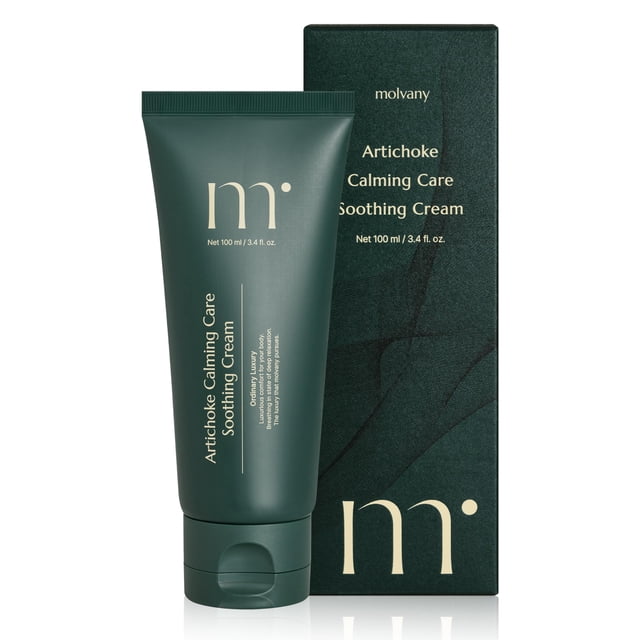 molvany Artichoke Calming Care Crema calmante - Crema hidratante facial diaria y crema corporal - Cuidado de la piel coreano para pieles deshidratadas y sensibles - 3.4 fl. onz