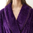thumbnail image 4 of Defitshape Women's Long Robe Fuzzy Plush Full Length Pockets Belted Spa Bath Robes Fleece Winter Warm Purple X-Large, 4 of 5