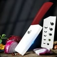 thumbnail image 3 of Akatsuki 6" Ceramic Vegetable Fruit Cleaver Chef Kitchen Knife with Blade Cover Rustproof Paring Knife with No-Slip Soft Handle (Red), 3 of 8