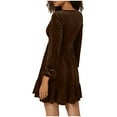 thumbnail image 4 of QIPOPIQ Robe à Manches Longues pour Femme à Col en V Robe Décontractée Robe à Col en V à Manches Longues Robe Longue à Taille Liquidation, 4 of 8