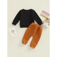thumbnail image 4 of Bagilaanoe 2Pcs Toddler Baby Boy Long Pants Set Letter Print Long Sleeve Sweatshirt Pullover Tops+ Trousers 6M 12M 18M 24M 3T Fall Casual Sweatsuit, 4 of 9