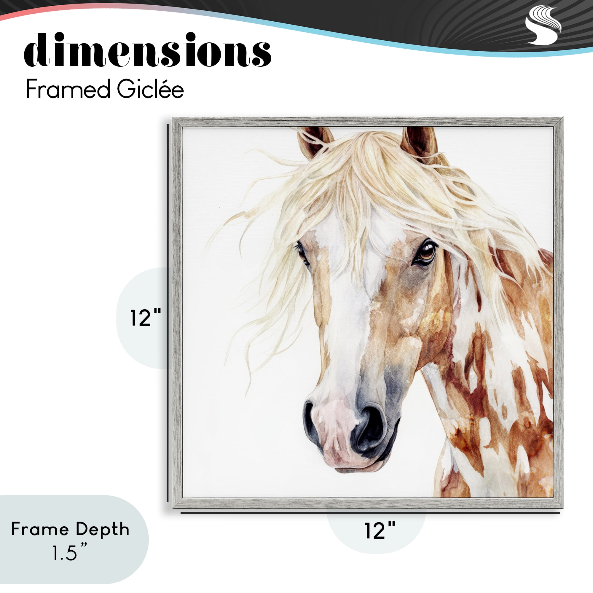 Stupell Industries Majestic Mane Spotted Horse Gray Framed Giclee Art, design by Svetlana Aleynikova
