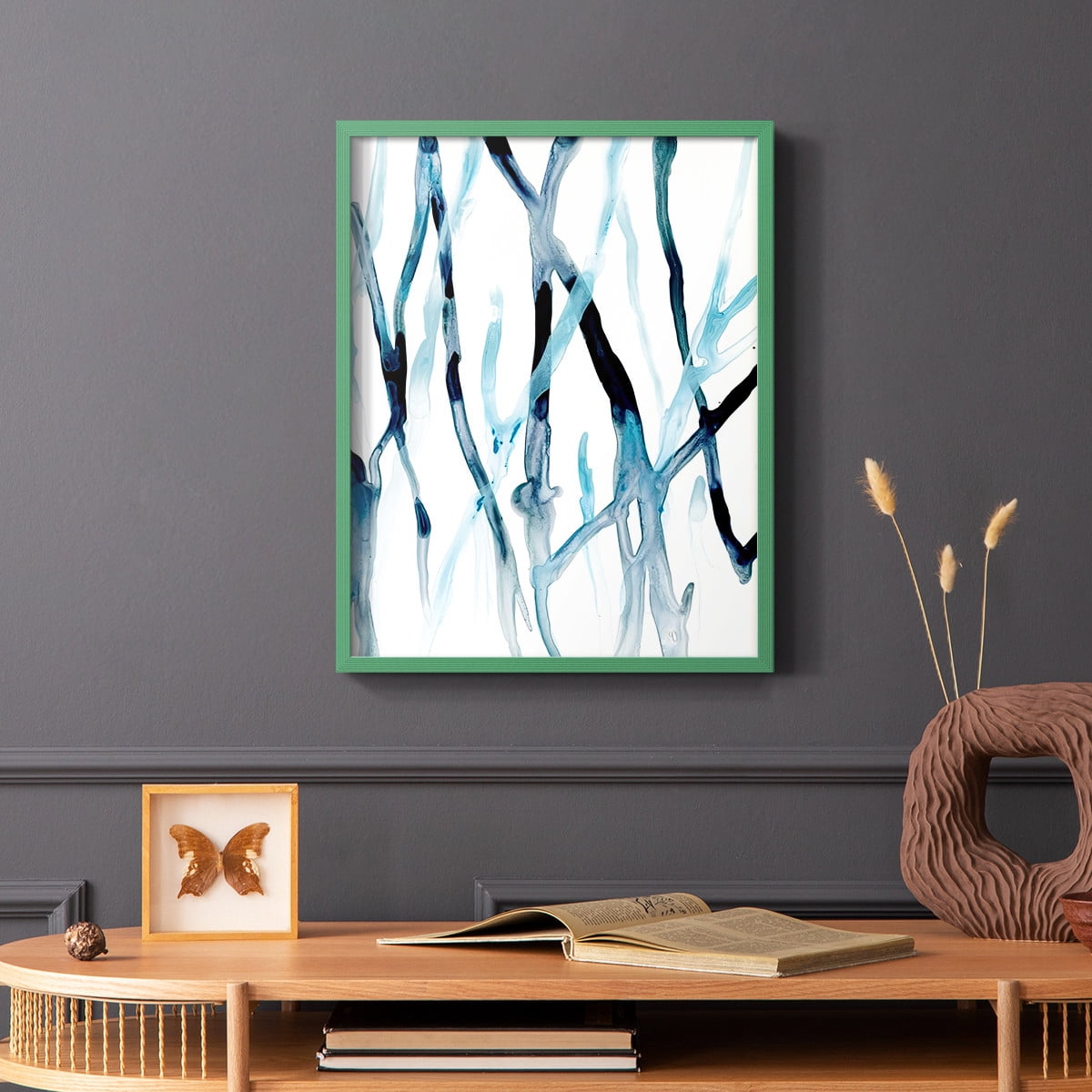Runnel II Framed Print in Green Solid Wood Framed Print No Nail Hanging