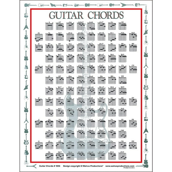 Walrus Productions Guitar Chord Wall Chart with 116 Different Cords