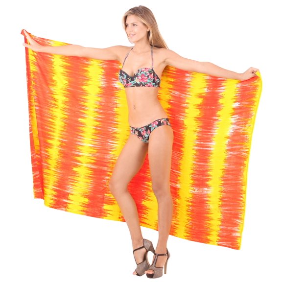 HAPPY BAY Women's Bikini Beach Wrap Swim Cover up Swimwear Bathing suit Summer Wraps Swimsuit Beachwear Sarong Coverups Skirts for Women One Size Orange, Tie Dye