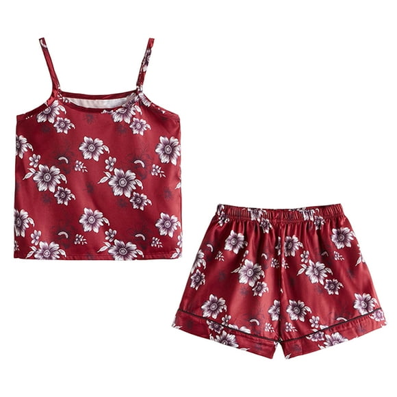 Cathalem Girls Summer Outfit 2024 Tank Top and Twill Shorts Outfit Set Infant to Big Kid,Red 130