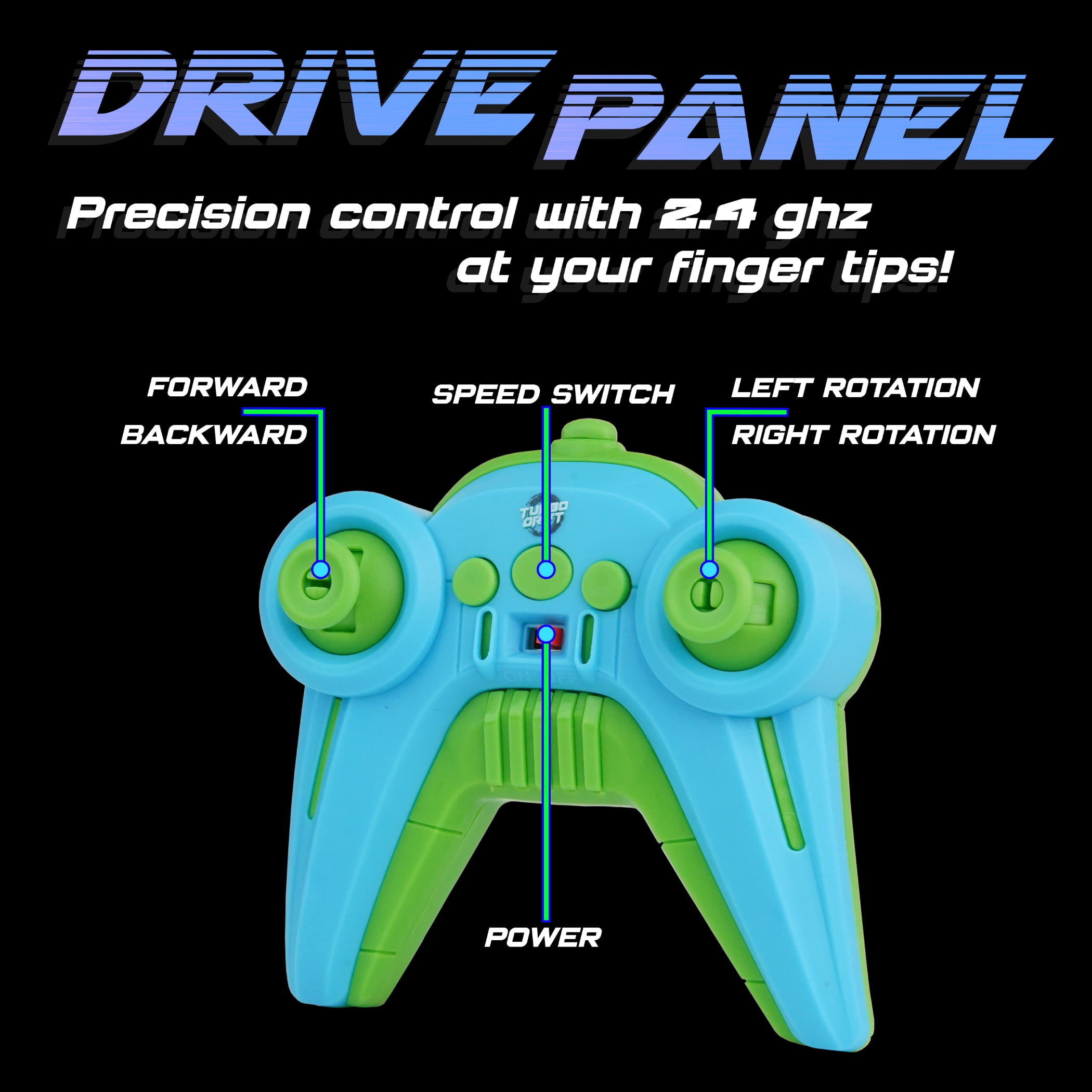 Force1 High-Speed Drift RC Car 2.4GHz Remote Control LED Lights 1:16 Scale Rechargeable Toy (Blue)