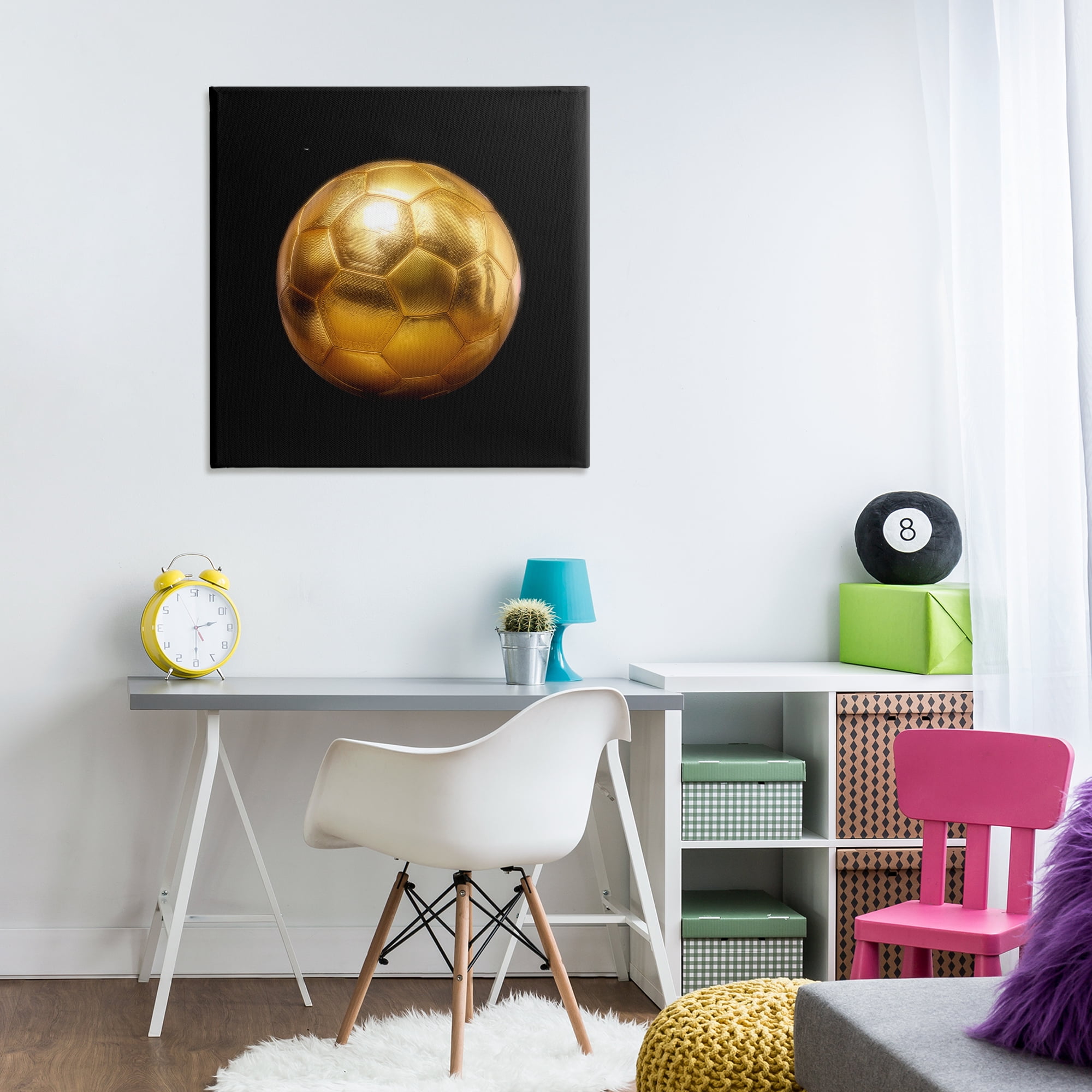 Stupell Industries Gold Designer Soccer Ball Sports Painting Wrapped Canvas Art Print Wall Art, 30 x 30