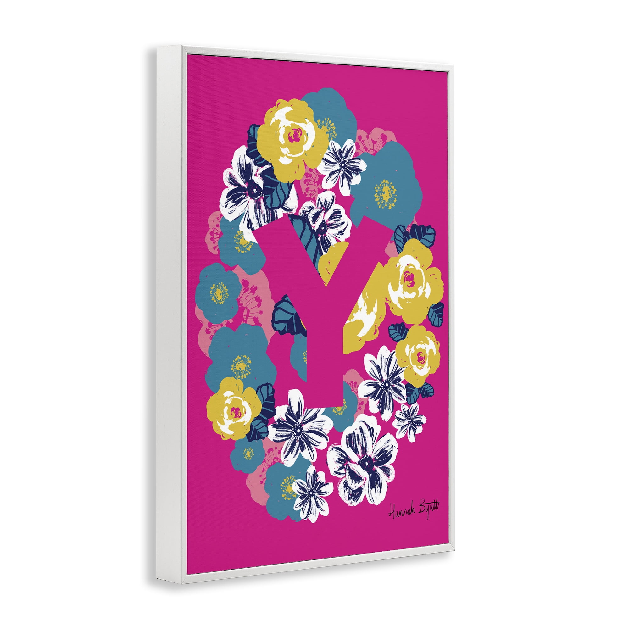 Stupell Industries Floral Bloom Letter Y Botanical & Floral Painting White Framed Art Print Wall Art, 16 x 24