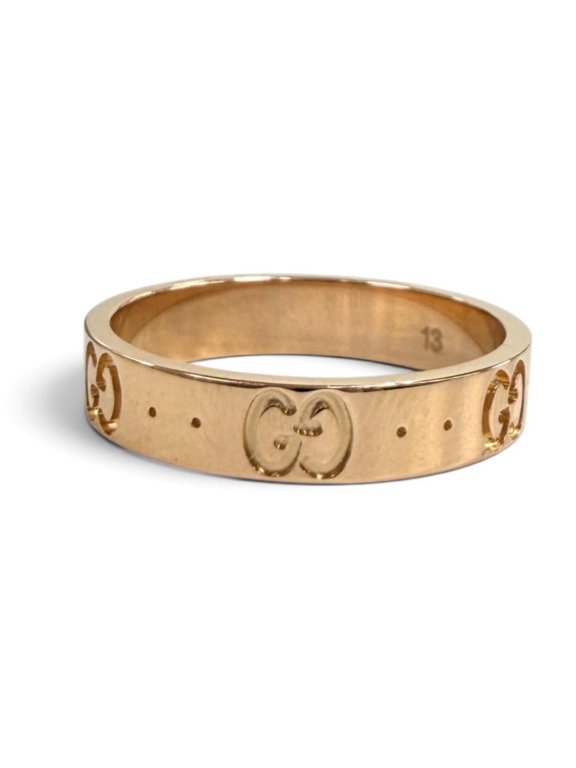 Pre-Owned GUCCI 660070 Icon Ring, 750 (PG) Pink Gold, Made in Italy, Weight 3.69g, Women's,...