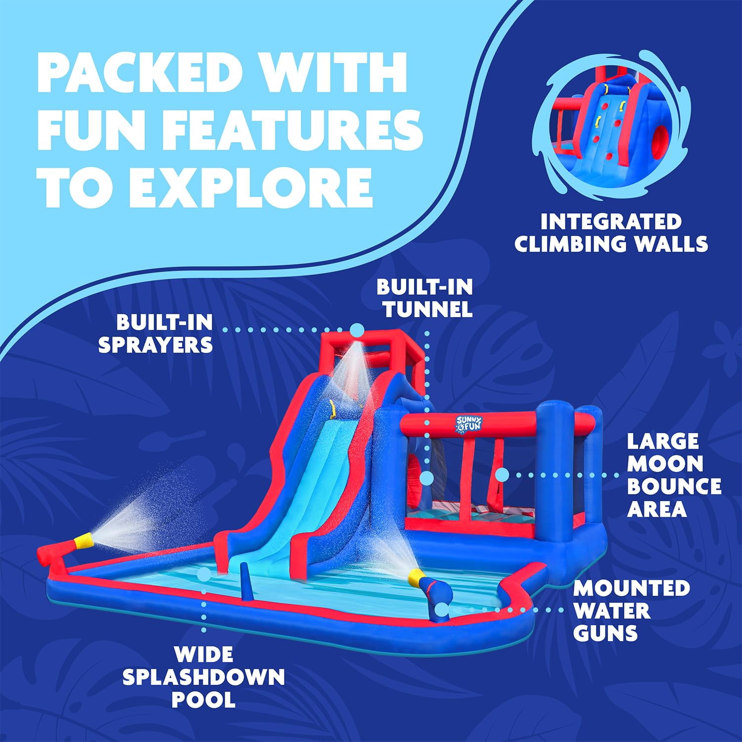 Sunny & Fun Fun Water Slide with Bounce and Pool for Backyard Water Play