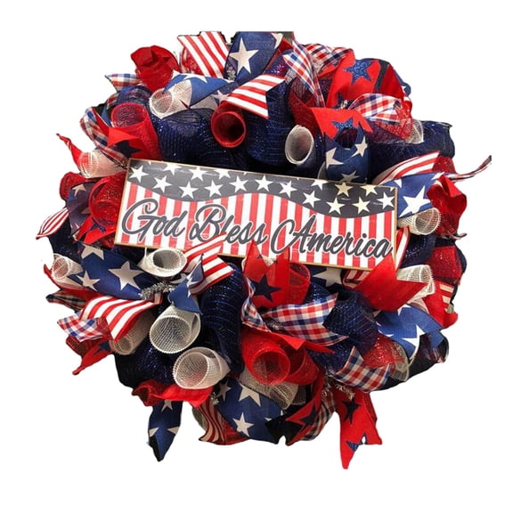 Dengmore Independence Day Wreath Porch Decoration Front Door Outdoor Hanging Wreath Decor
