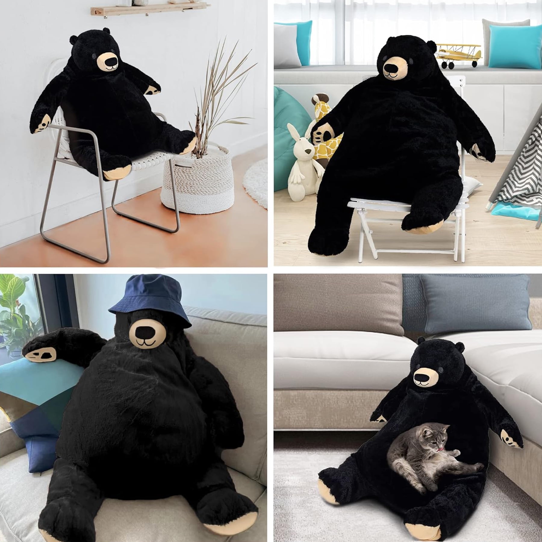 Djungelskog Bear Plush Toy - Soft and Cuddly (23.6 inches, Black) - Perfect for Kids and Adults