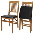 thumbnail image 1 of Open Box Stakmore True Mission Adult Folding Chair, Set of 2, Oak Frame with Black Vinyl Seat, 1 of 6