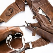 BULLCAPTAIN Mens Sling Bag Genuine Leather Chest Shoulder Backpack Cross Body Purse Water Resistant Anti Theft For Travel Hiking School