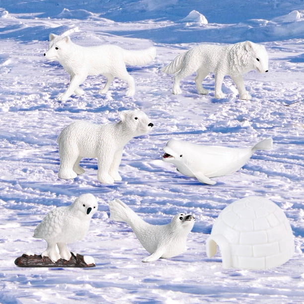 Figuras de animales de simulación estatuas en miniatura animales árticos juguetes para el hogar 7 piezas perfke Figuras de simulación