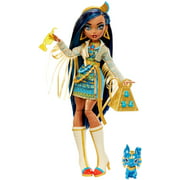 Monster High Doll, Cleo De Nile with Pet Dog, Blue Streaked Hair