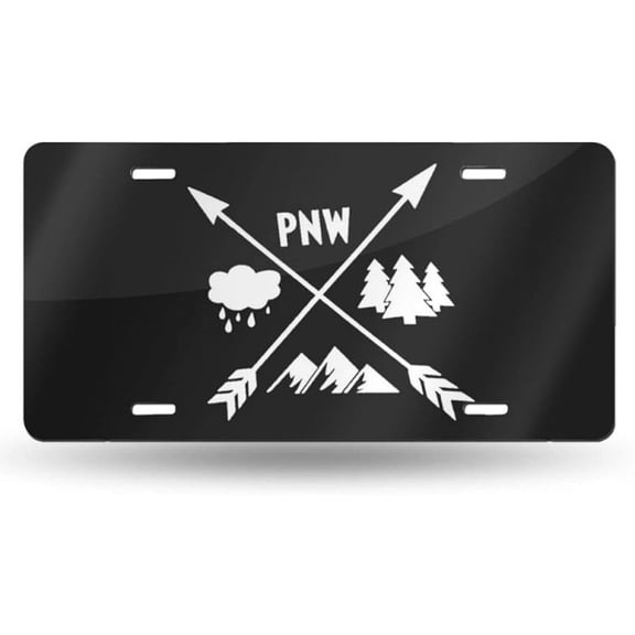 License Plate Arrows Trees and Mountain Vanity Tag Metal Plate,Aluminum Novelty License Plate for Men/Women/Boy/Girls Home Decorative 4.8 X 11.8inch