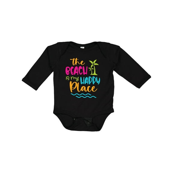 Inktastic Spring Break the Beach is My Happy Place Boys or Girls Long Sleeve Baby Bodysuit