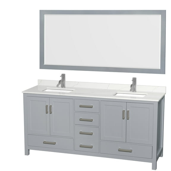 Wyndham Collection Wcs141472d-Qtz-Unsm70 Sheffield 72" Free Standing Double Basin Vanity