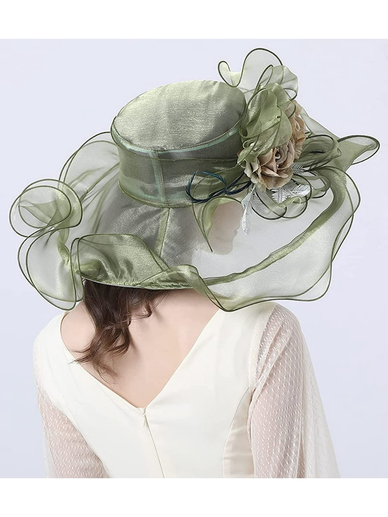 Women Sun Hat with Mesh Flower Decoration Wide Brim Hat  display picture 2