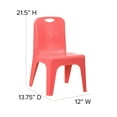 thumbnail image 5 of Flash Furniture Whitney 10 Pack Red Plastic Stackable School Chair with Carrying Handle and 11'' Seat Height, 5 of 12