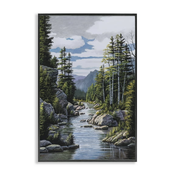 Stupell Industries Alone In The Stream Black Framed Giclee Art design by Bill Saunders, 18 x 12