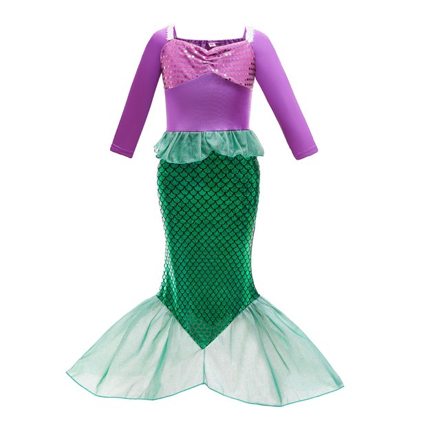 Disney Little Mermaid Ariel Princess Costume Kids Dress For Girls Cosplay Children Carnival Birthday Party Clothes Mermaid Dress9-10T(size 150) Gao Jinjia LED