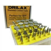 Drilax 50 Pieces Diamond Drill Bit Burr Set Grit 120 Sea Glass for Crafts Rocks Marble Porcelain Hand Drill Jewelry Making Lapidary Engraving Compatib