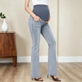 thumbnail image 4 of Miqool Women's Stretch Maternity Jeans Over The Belly Bell Bottoms Flare Denim Pants Support Bootcut Pants Pregnancy Clothes, 4 of 7