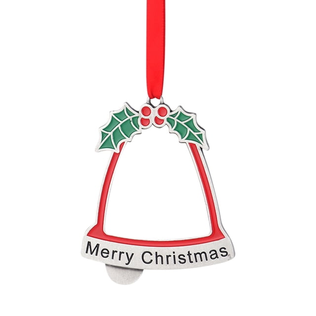 Christmas Tree Pendant Blank, DIY Metal Heat Transfer Ornament with Red Ribbon, Customizable Holiday Hanging Decoration for Tree, Wreath, and Gift Wrapping